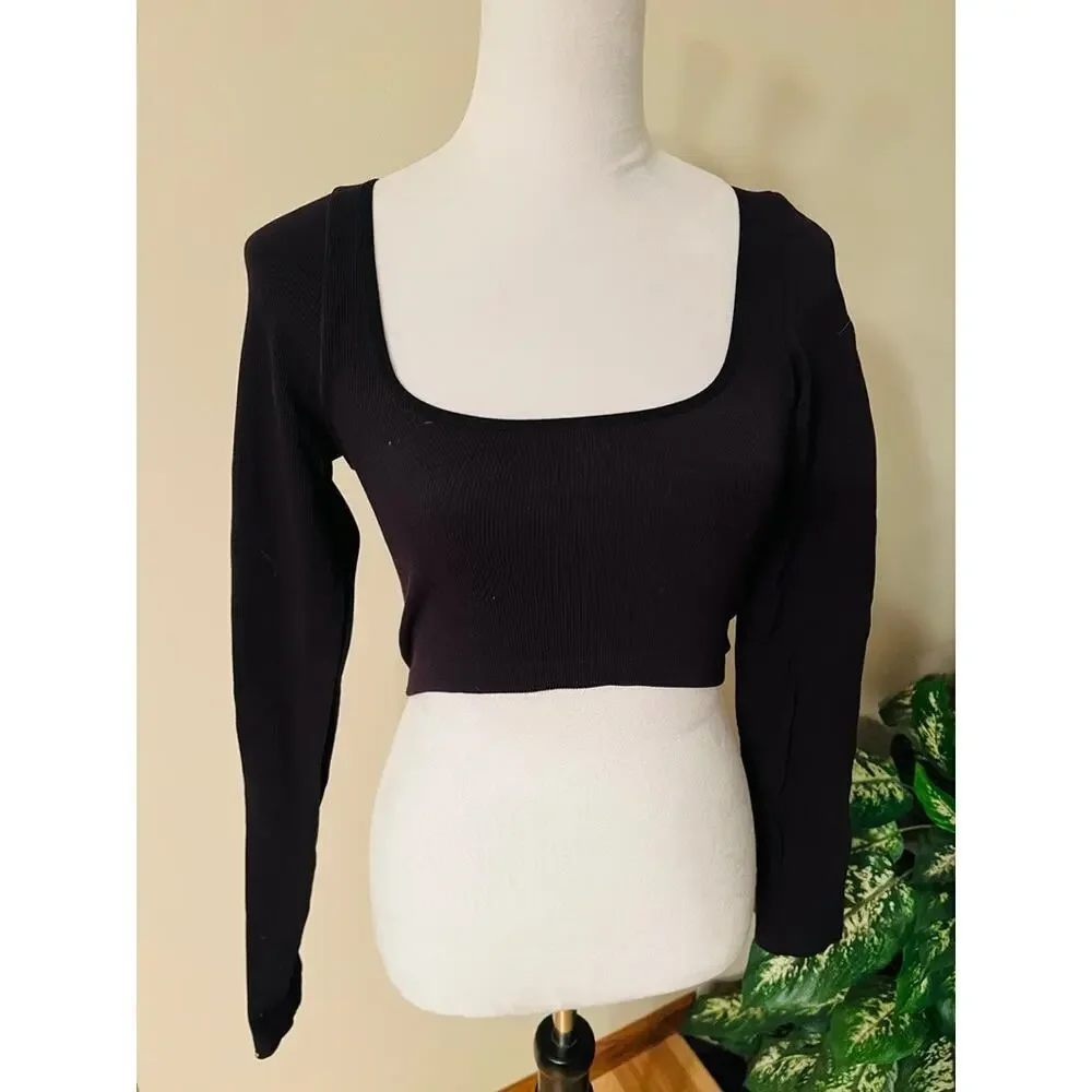 Aritzia Sunday Best Ribbed Black Long Sleeve